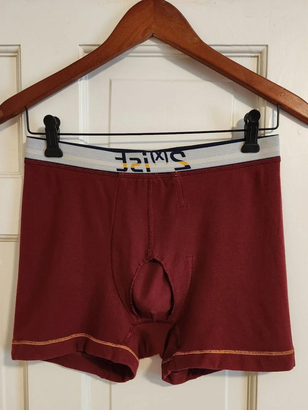 💪2(x)ist💪 - Burgundy/Yellow Boxer Brief w/Logo Waistband